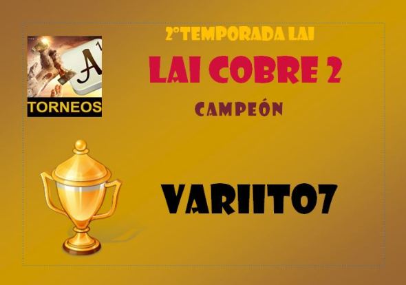 DIPLOMA CAMPEON COBRE 2