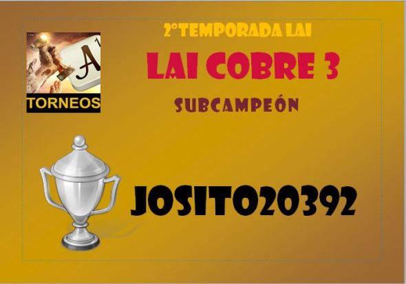 DIPLOMA SUBCAMPEÓN COBRE 3