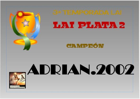DIPLOMA CAMPEÓN PLATA 2
