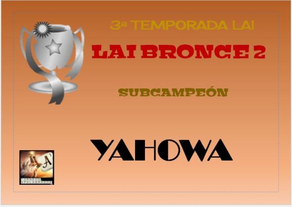 DIPLOMA SUBCAMPEÓN BRONCE 2