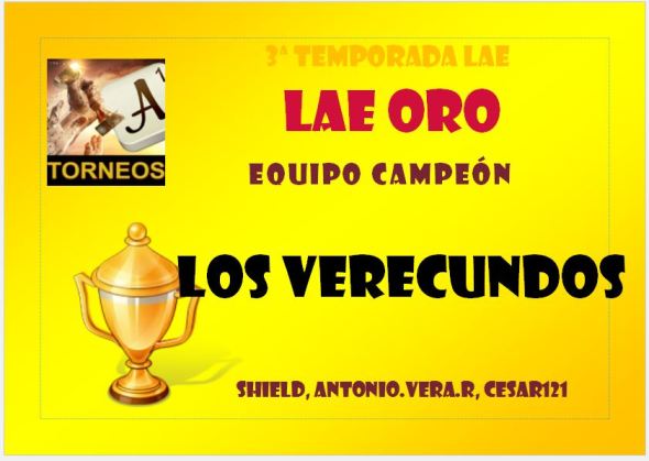 LAE ORO diploma equipo campeón