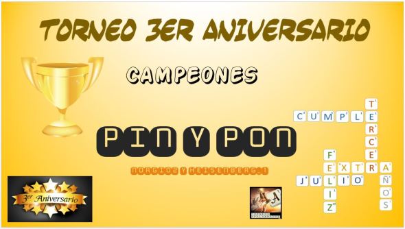 DIPLOMA TERCER ANIVERSARIO CAMPEONES