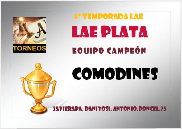 LAE 4 PLATA DIPLOMA EQUIPO CAMPEÓN