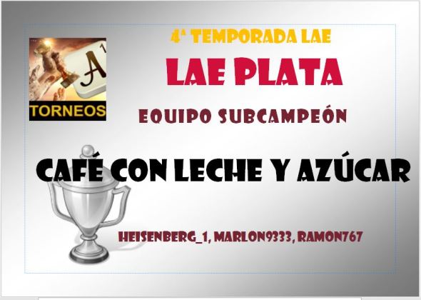 LAE 4 PLATA DIPLOMA EQUIPO SUBCAMPEÓN