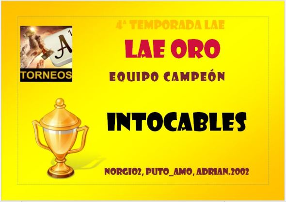 LAE4 ORO EQUIPO CAMPEÓN